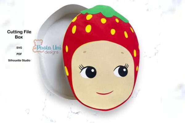 Archivo para recortar y armar caja en forma de muñeca fresa