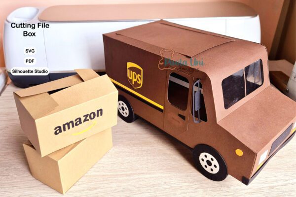 Archivo para cortar y armar caja en forma de camion UPS