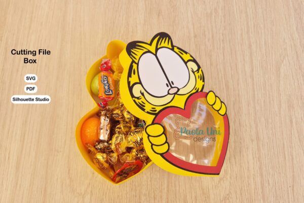 1 Archivo para recortar y armar caja en forma de gato garfield