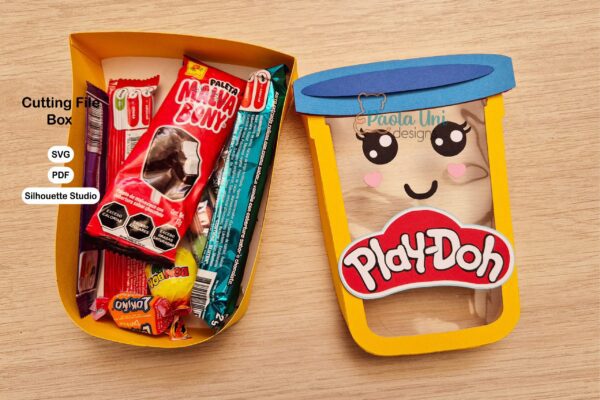 Archivo para cortar y armar caja en forma de Play Doh