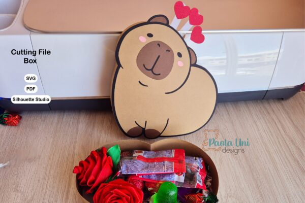 Archivos para recortar y armar caja en forma de capybara, recorta a mano en pdf, con cricut, cameo, tutorial en tiktok