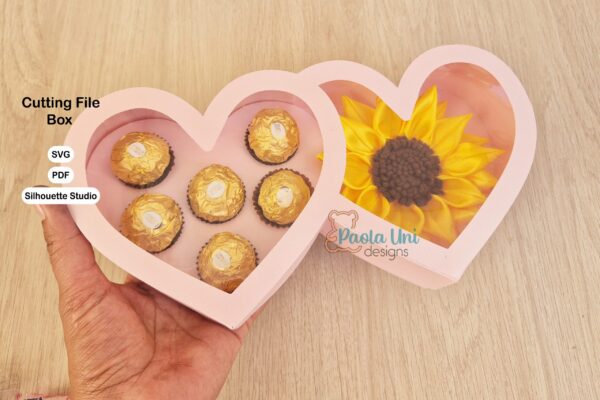 Archivo para recortar y armar caja en forma de corazón