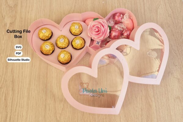 Archivo para recortar y armar caja en forma de corazón