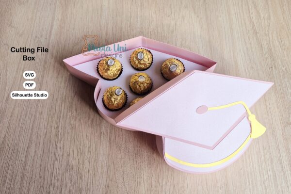 Archivo ó molde para recortar y armar caja en forma birrete SVG-STUDIO-PDF