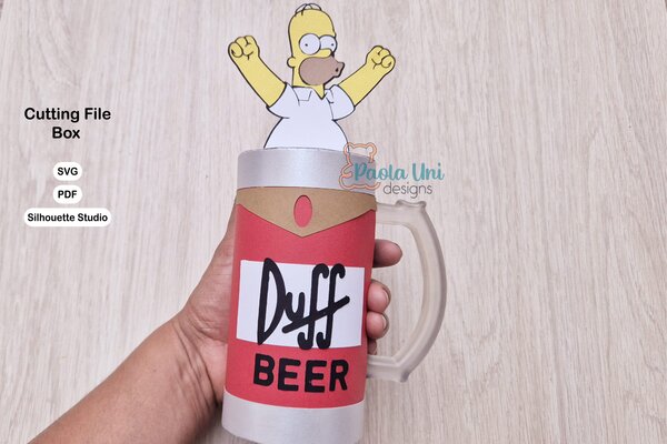 Archivo para recortar y armar caja para vaso de cerveza medida 15x8 cm  5.91x 3.15 in - Imagen 3