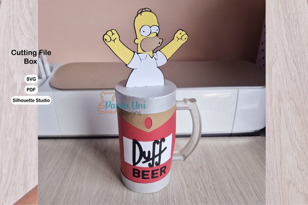 Archivo para recortar y armar caja para vaso de cerveza medida 15x8 cm  5.91x 3.15 in - Imagen 2