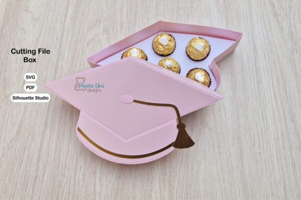 Archivo ó molde para recortar y armar caja en forma birrete SVG-STUDIO-PDF