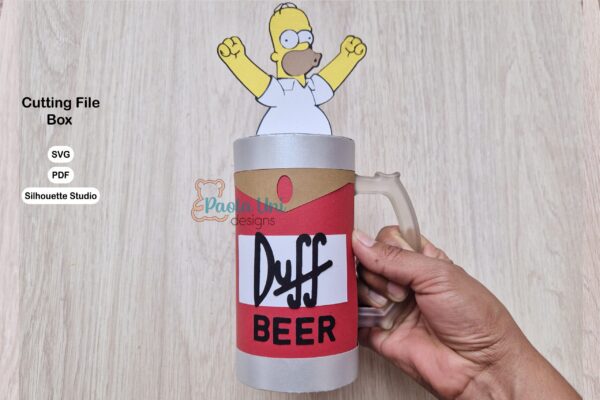 Archivo para recortar y armar caja para vaso de cerveza medida 15x8 cm  5.91x 3.15 in