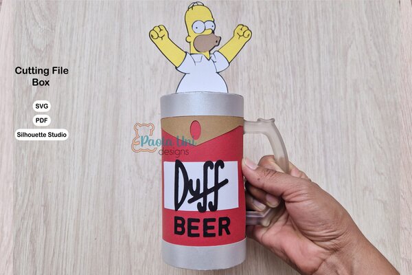 Archivo para recortar y armar caja para vaso de cerveza medida 15x8 cm  5.91x 3.15 in