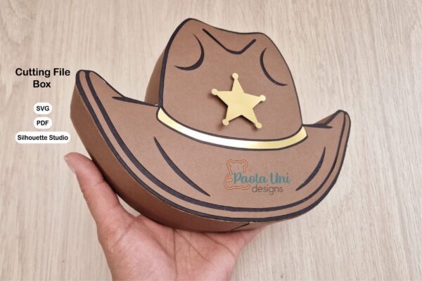 Archivo para recortar y armar caja en forma de sombrero, cricut, cameo, PDF A3