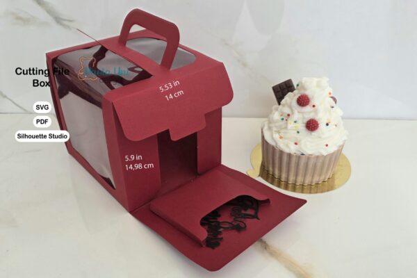 Archivo para recortar y armar caja, recorta con cricut, cameo, imprime pdf A3 y recorta a mano, incluye topper