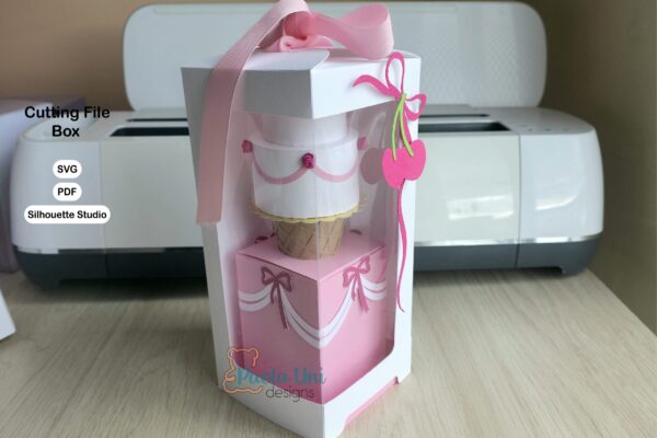 Archivo para recortar y armar caja para mini cake ice cream