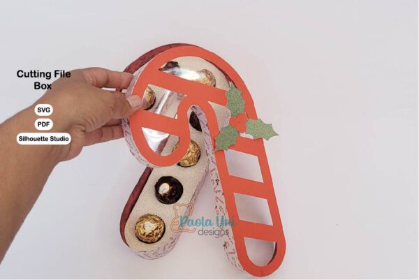 Caja en forma de Baston de Navidad