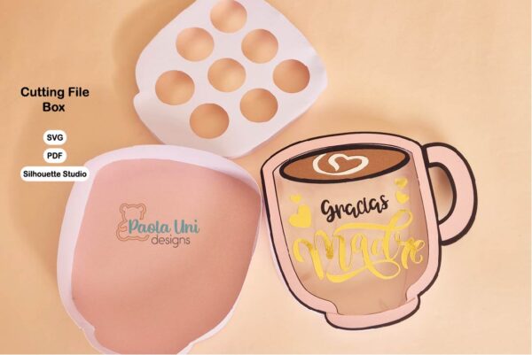 Archivo para cortar y armar caja en forma de taza con soporte de chocolates para cualquier ocasión especial