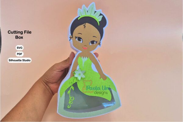 Archivo para recortar y armar caja en forma de princesa