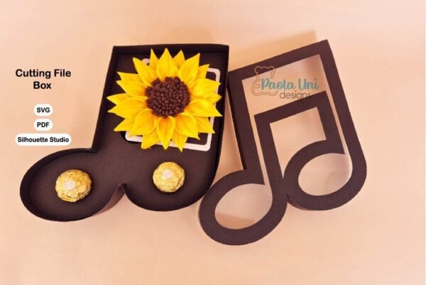 Archivo para recortar y armar caja en forma de nota musical