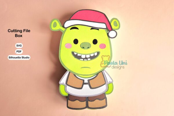 Archivo para recortar y armar caja en forma de ogro para navidad ó cumpleaños