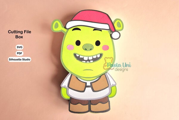 Archivo para recortar y armar caja en forma de ogro para navidad ó cumpleaños