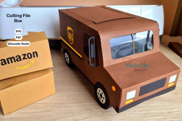 Archivo para cortar y armar caja en forma de camion UPS