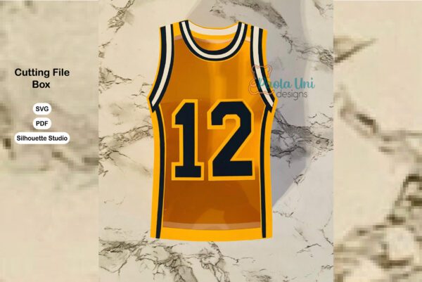 Archivo para recortar y armar caja en forma de camiseta de basketball con soporte de chocolates