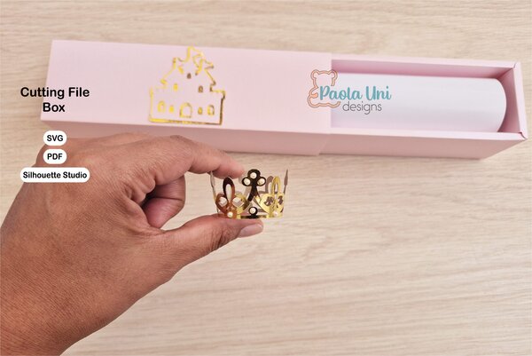 Archivo para recortar y armar caja para invitación, incluye corona. - Imagen 2