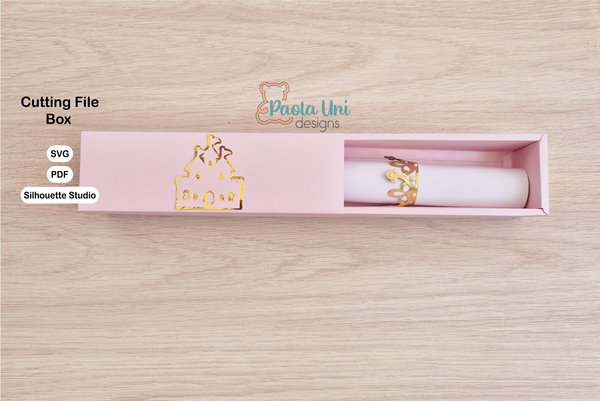 Archivo para recortar y armar caja para invitación, incluye corona. - Imagen 3