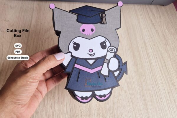 Archivo para recortar y armar caja en forma de Kuromi grado