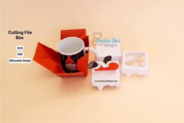 Archivo para recortar con cricut, cameo ó tijeras caja para taza de navidad