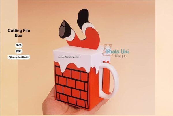 Archivo para recortar con cricut, cameo ó tijeras caja para taza de navidad