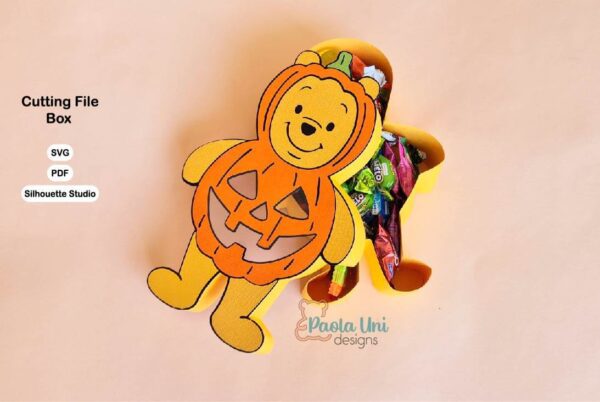 Archivo digital para recortar y armar caja en forma de Winnie the pooh