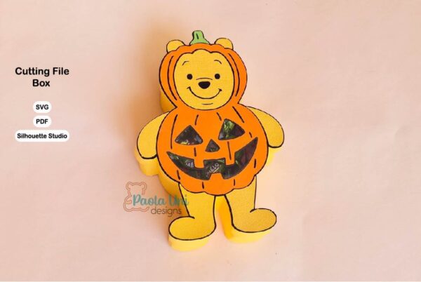 Archivo digital para recortar y armar caja en forma de Winnie the pooh