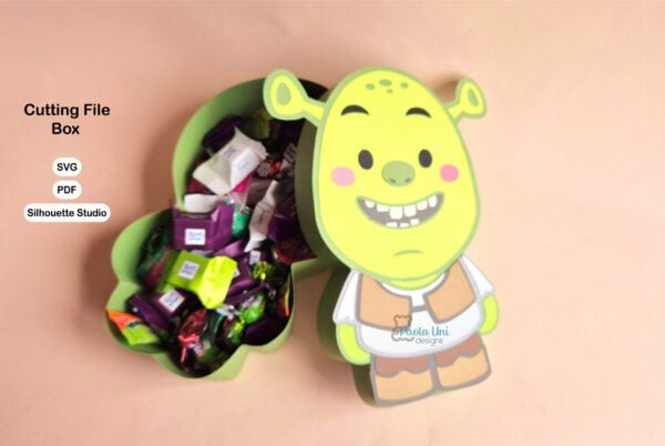 Archivo para recortar y armar caja en forma de ogro para navidad ó cumpleaños