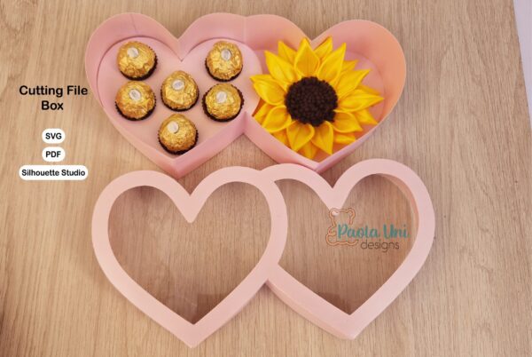 Archivo para recortar y armar caja en forma de corazón