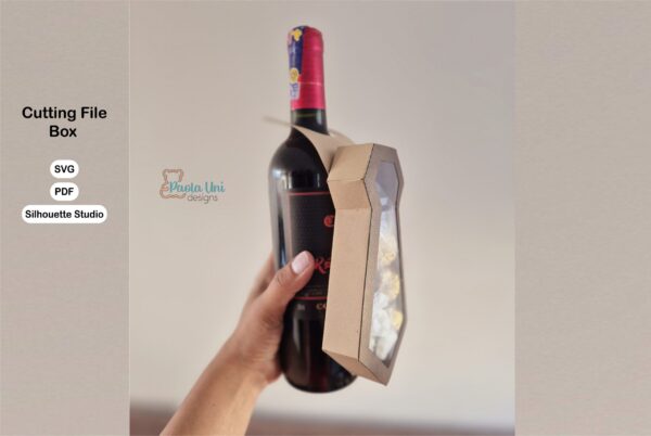 Archivo ó molde para recortar y armar caja en forma de corbata colgante para botella SVG-STUDIO-PDF PADRE