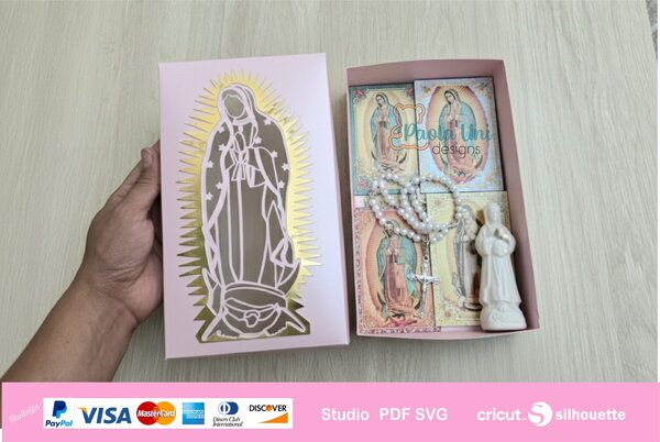 Archivo para recortar y armar caja Virgen de Guadalupe