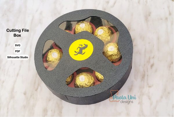 VOLANTE 2 Archivo digital caja en forma de volante con soporte de chocolates incluye logos