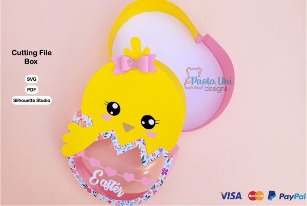 Archivo para recortar y armar caja para pascua pollo