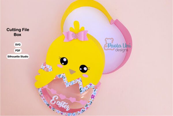 Archivo para recortar y armar caja para pascua pollo