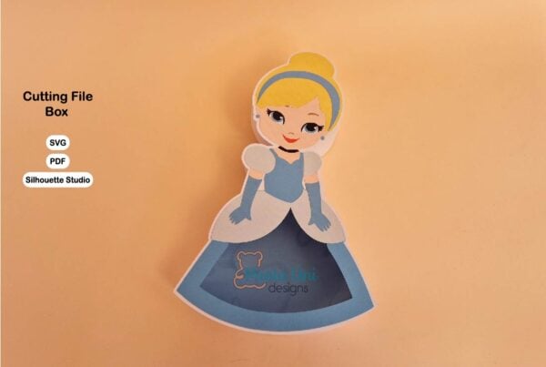 Archivo digital para recortar y armar caja en forma de princesa