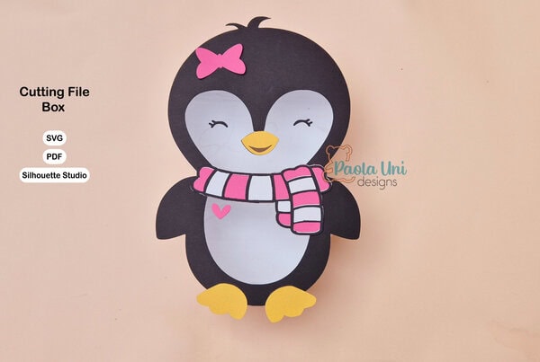 Archivo para recortar y armar caja en forma de Pingüino - Imagen 2
