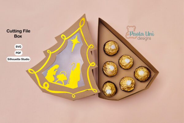 Archivo para recortar y armar caja en forma de arbol navideño