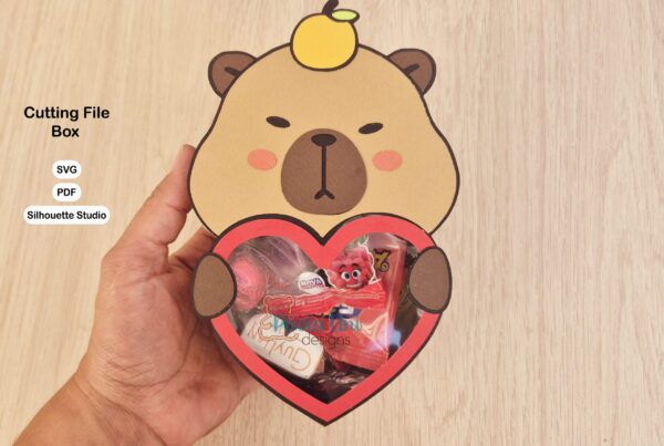 Archivo para recortar y armar caja en forma de capibara pdf, svg, studio