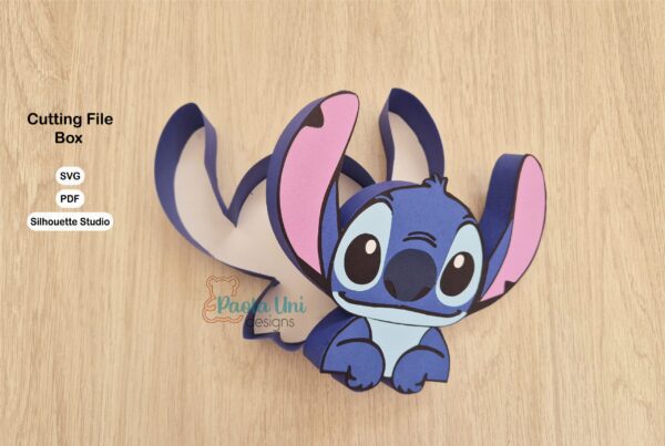 Archivo para recortar y armar caja en forma de stitch PDF SVG STUDIO