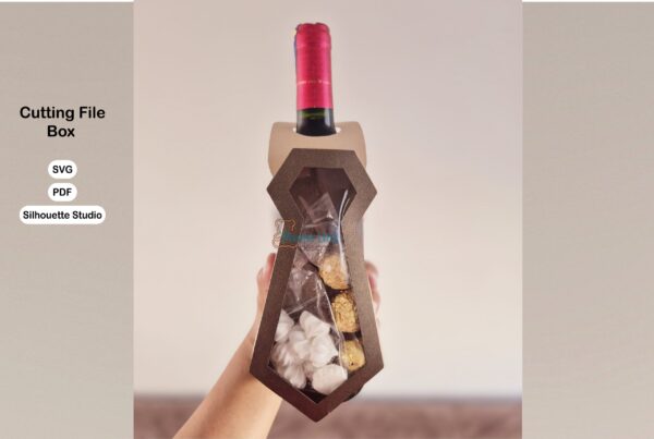 Archivo ó molde para recortar y armar caja en forma de corbata colgante para botella SVG-STUDIO-PDF PADRE