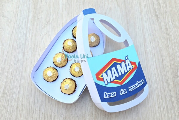 Archivo para recortar y armar caja en forma de Cloro, Clorox