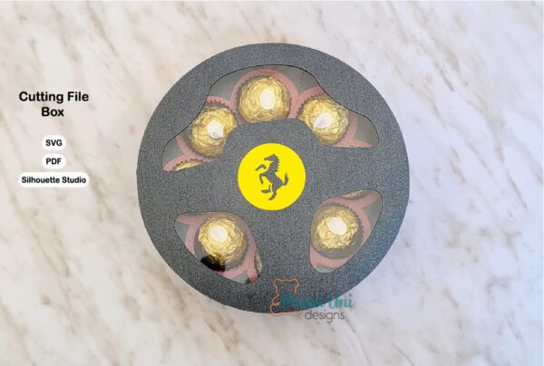 VOLANTE 4 Archivo digital caja en forma de volante con soporte de chocolates incluye logos