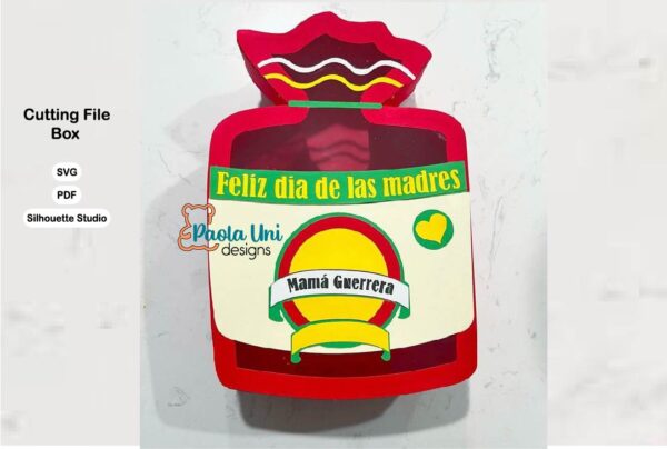 3 Digital Caja en forma de empaque tortilla guerrero con soporte para chocolates Tutorial tiktok youtube paolaunidesigns