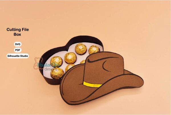 SOMBRERO 6 Archivo digital para recortar y armar caja en forma de sombrero con soporte de chocolates