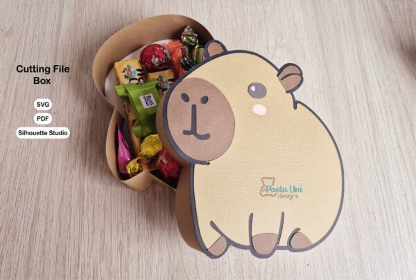 Archivo digital para recortar y armar caja en forma de Capybara gratis por tiempo limitado
