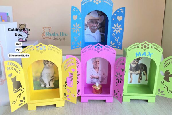 Archivo para recortar y armar mini altar dia de los difuntos svg, studio, pdf, recibe en su correo electrónico